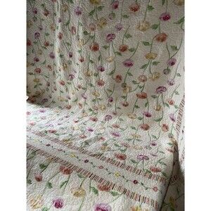 Donna Sharp Queen Size Roses Quilt 96x80” Reversible To Stripe 2 Shams